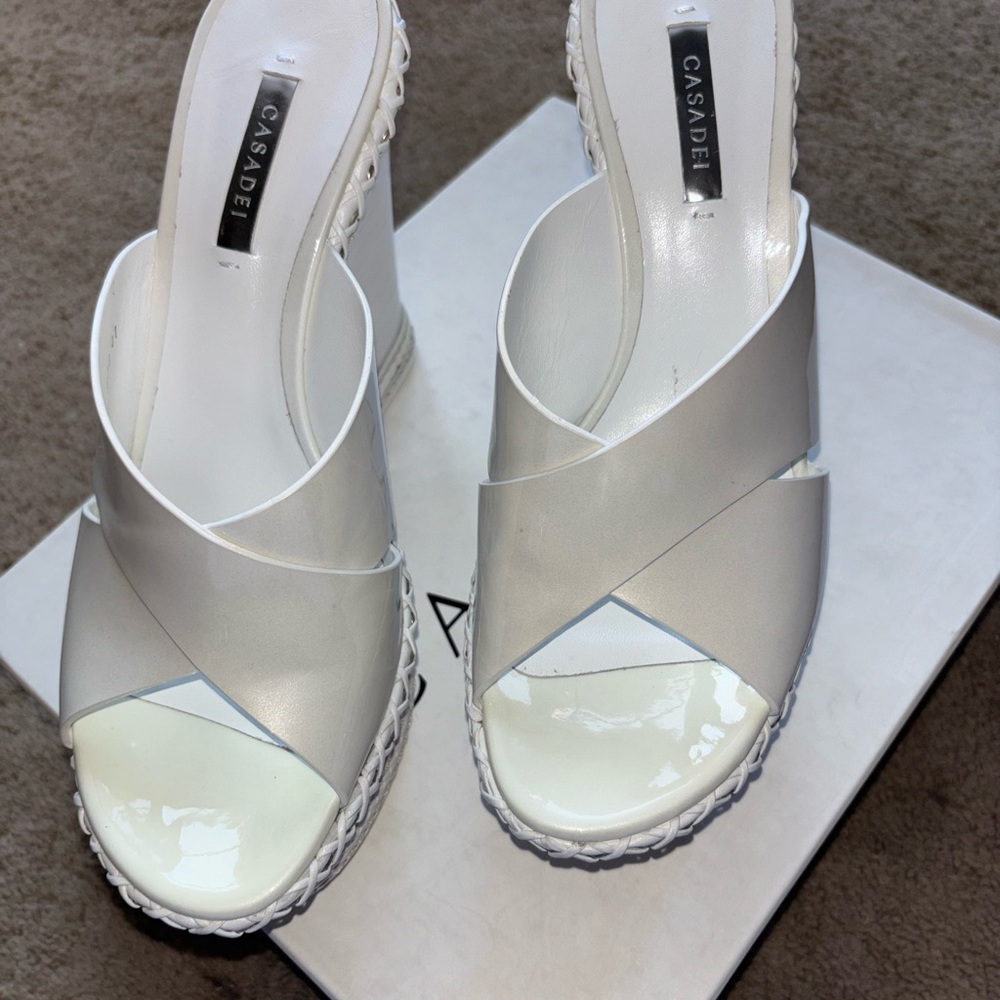 Casadei White Wedge Sandals in great condition! - Picture 2 of 14